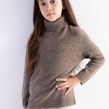 Girls 100% Merino Wool Sweater Fall Winter First-Line Ready to Wear Turtleneck Long Sleeve Seamless Pullover