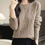 CHanyarn Women's Crew Neck 100% Micchiale in lana merino 2025 inverno casual casual vintage morbida a maniche lunghe a maniche lunghe maglione