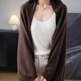 Women's Merino Wool Blend Oversized Cardigan Sweater 2025 Fall Winter Fashion Casual Batwing Sleeve Knit Cardigan