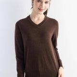 Women's Merino Wool Sweater 2025 Fall Winter V Neck Long Sleeve First-Line Ready to Wear Seamless Knit Sweater