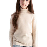 Suéter feminino 100% lã merino sem costura com gola alta