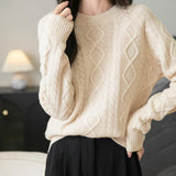 Chanyarn Pull à laine de mérinos de Chanyarn 2025 Automne d'hiver Casual Crewneck à manches longues Câble vintage Pull en tricot