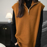 Chanyarn Women's 100% Merino Wool Sweater Vest 2025 Fall Winter 1/4 Zip Sleeveless Knit Sweater Tank Tops