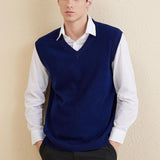 Men's 100% Merino Wool Sweater Vest 2025 Fall Winter Casual Solid V Neck Soft Sleeveless Knitted Sweater Vest