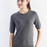 Women's Merino Wool Sweater 2025 Fall Winter Crew Neck Short Sleeve First-Line Ready to Wear Seamless Knit Sweater