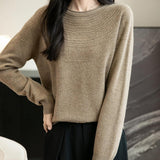Women's 100% Merino Wool 2025 Fall Winter Crewneck First-Line Ready to Wear Long Sleeve Seamless Knit Sweater
