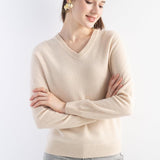 Women's 100% Pure Cashmere Women's Sweater V-Neck Long Sleeve 2025 Fall Winter Warm Soft Knit Pullover