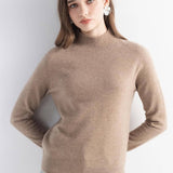 Women's 100% Pure Cashmere Sweater Mock Neck Long Sleeve Warm Leisure 2025 Fall Winter Knit Pullover