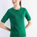 Women's Merino Wool Sweater 2025 Fall Winter Crew Neck Short Sleeve First-Line Ready to Wear Seamless Knit Sweater