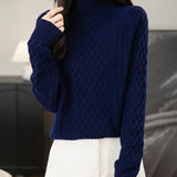 Chanyarn Women's 100% Merino Wool Turtleneck Sweater 2025 Fall Winter Vintage Cable Warm Soft Long Sleeve Knit Sweater