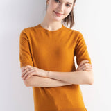 Women's Merino Wool Sweater 2025 Fall Winter Crew Neck Short Sleeve First-Line Ready to Wear Seamless Knit Sweater