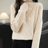 Chanyarn femenino suéter de lana 100% merino 2025 otoño invierno tortuga sólida de manga larga jersey de manga de manga larga