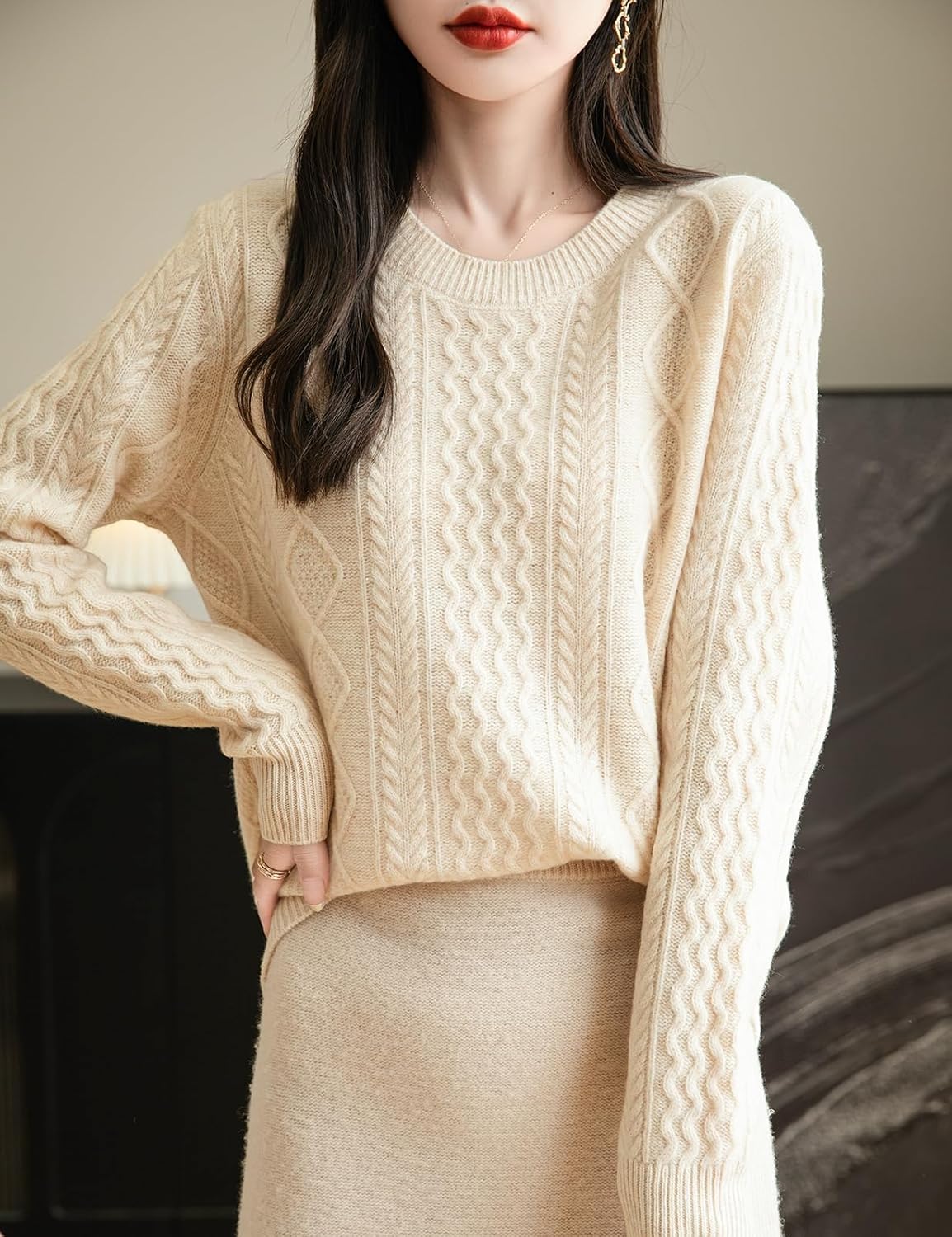 Chanyarn Women's Crew Neck 100% Merino Wool Sweater 2025 Otoño Invierno Cable Cable de manga larga suave suave suéter de manga larga