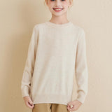 Chanyarn Girls 100% Merino Wool Sweater 2025 Fall Winter Kids Solid Crew Neck Warm Soft Long Sleeve Knit Pullover Jumper