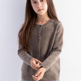 Girls 100% Merino Wool Cardigan Fall Winter First-Line Ready to Wear Crewneck Long Sleeve Seamless Sweater