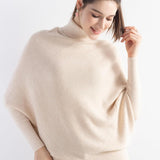 Women's Merino Wool Blend Oversized Sweater 2025 Fall Winter Trendy Turtleneck Batwing Sleeve Knit Pullover Sweater