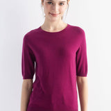 Women's Merino Wool Sweater 2025 Fall Winter Crew Neck Short Sleeve First-Line Ready to Wear Seamless Knit Sweater