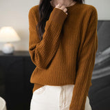 Chanyarn Women's 100% Merino Wool Crew Neck Sweater 2025 Fall Winter Casual Solid Long Sleeve Warm Soft Knitted Sweater