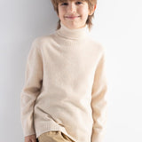 Boys 100% Merino Wool Sweater Fall Winter First-Line Ready to Wear Turtleneck Long Sleeve Seamless Knit Sweater