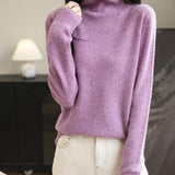 Chanyarn Women's100％メリノウールシームレスセータータートルネックファーストライン長いスリーブニットプルオーバートップを着用する準備ができています
