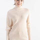 Women's Merino Wool Oversized Sweater 2025 Fall Winter Turtleneck Ribbed Batwing Sleeve Asymmetrical Knit Pullover