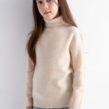 Girls 100% Merino Wool Sweater Fall Winter First-Line Ready to Wear Turtleneck Long Sleeve Seamless Pullover