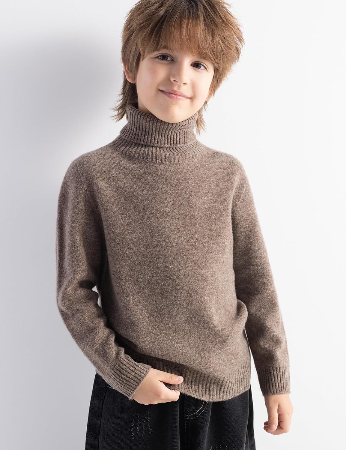男の子と女の子100％メリノウールのセーター秋の冬の最初のラインタートルネック長袖のプルオーバーを着用する準備ができています