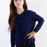 Girls 100% Merino Wool Cardigan Fall Winter First-Line Ready to Wear Crewneck Long Sleeve Seamless Sweater