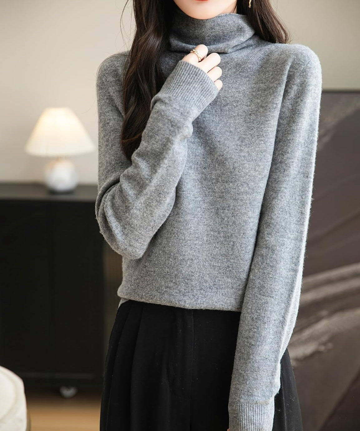 Chanyarn Women's 100% Merino Wool Seamless Sweater Turtleneck First-Line Ready to Wear Long Sleeve Knitted Pullover Tops