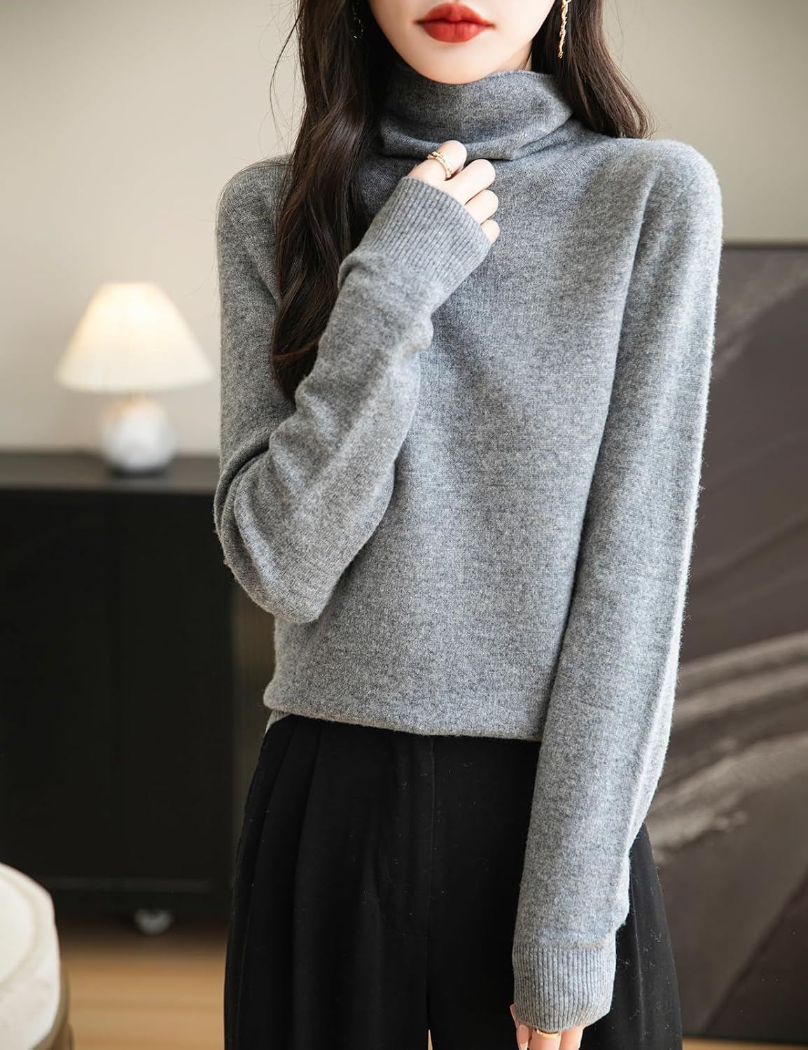 Chanyarn Women's 100% Merino Wool Seamless Sweater Turtleneck First-Line Ready to Wear Long Sleeve Knitted Pullover Tops