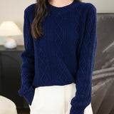 Suéter de lana 100% merino de chanyarn femenino 2025 otoño invierno Básico Básico Cable de manga larga Cabina de manga larga Sétero de cable de punto