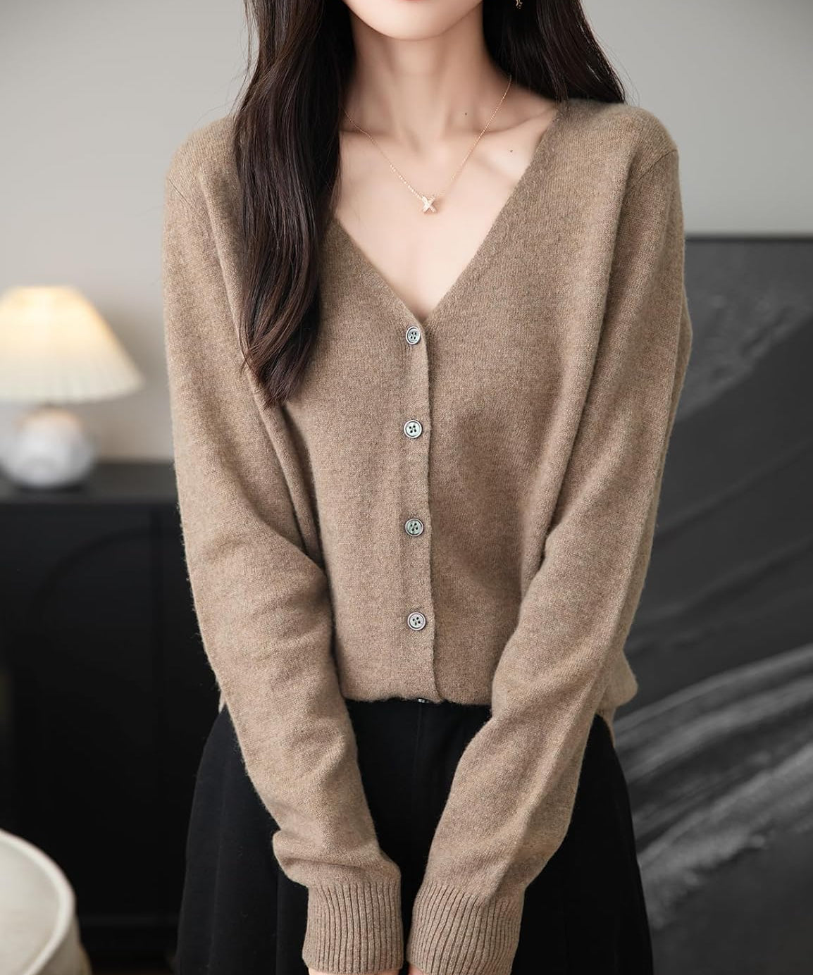 Women's 100% Merino Wool Cardigan 2025 Fall Winter Sexy V Neck Long Sleeve Lightweight Knit Cardigan Sweater