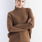 Suéter de malha grande com gola morcego e mistura de lã Merino