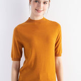 Women's Merino Wool Sweater 2025 Fall Winter Mock Neck Short Sleeve First-Line Ready to Wear Seamless Knit Sweater