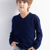 男の子と女の子100％メリノウールのセーター秋の冬のファーストラインクルーネックの長袖のシームレスセーターを着用する準備ができています