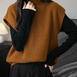 Women's 100% Merino Wool Sweater Vest 2025 Fall Winter Casual Turtleneck Sleeveless Knit Sweater Tank Tops
