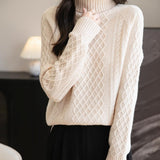 Chanyarn Women's 100% Merino Wool Turtleneck Sweater 2025 Fall Winter Vintage Cable Warm Soft Long Sleeve Knit Sweater