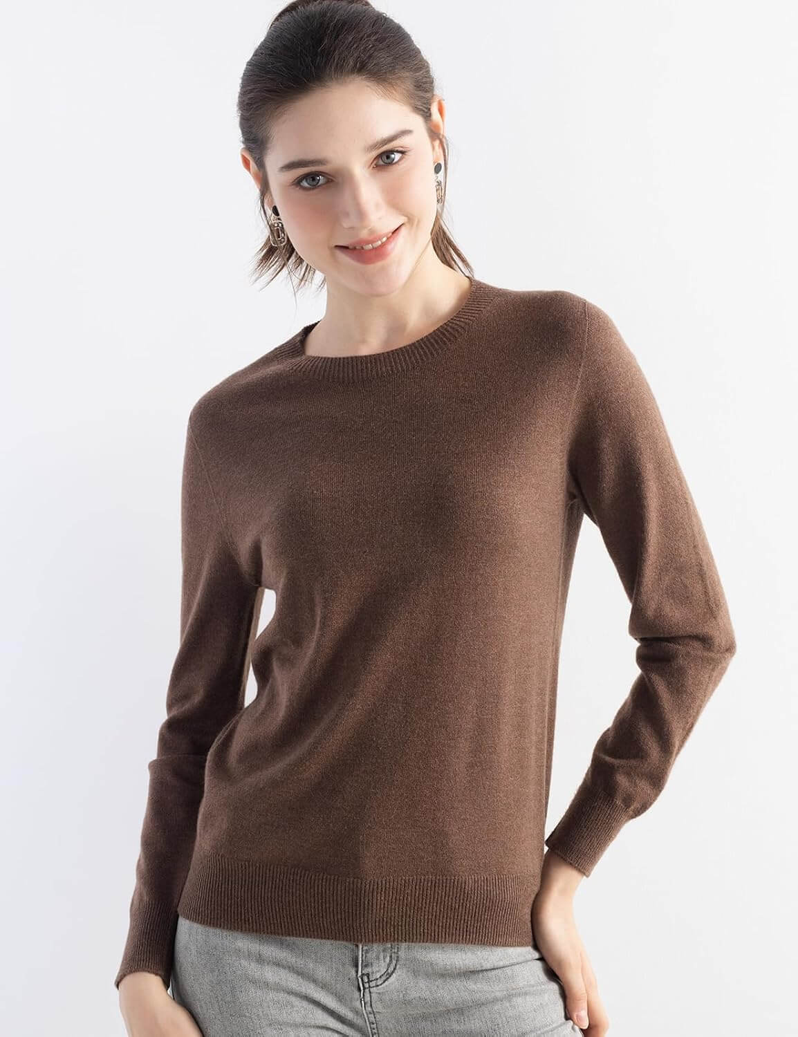 Women's Merino Wool Sweater 2025 Fall Winter Crew Neck Long Sleeve First-Line Ready to Wear Seamless Knit Sweater