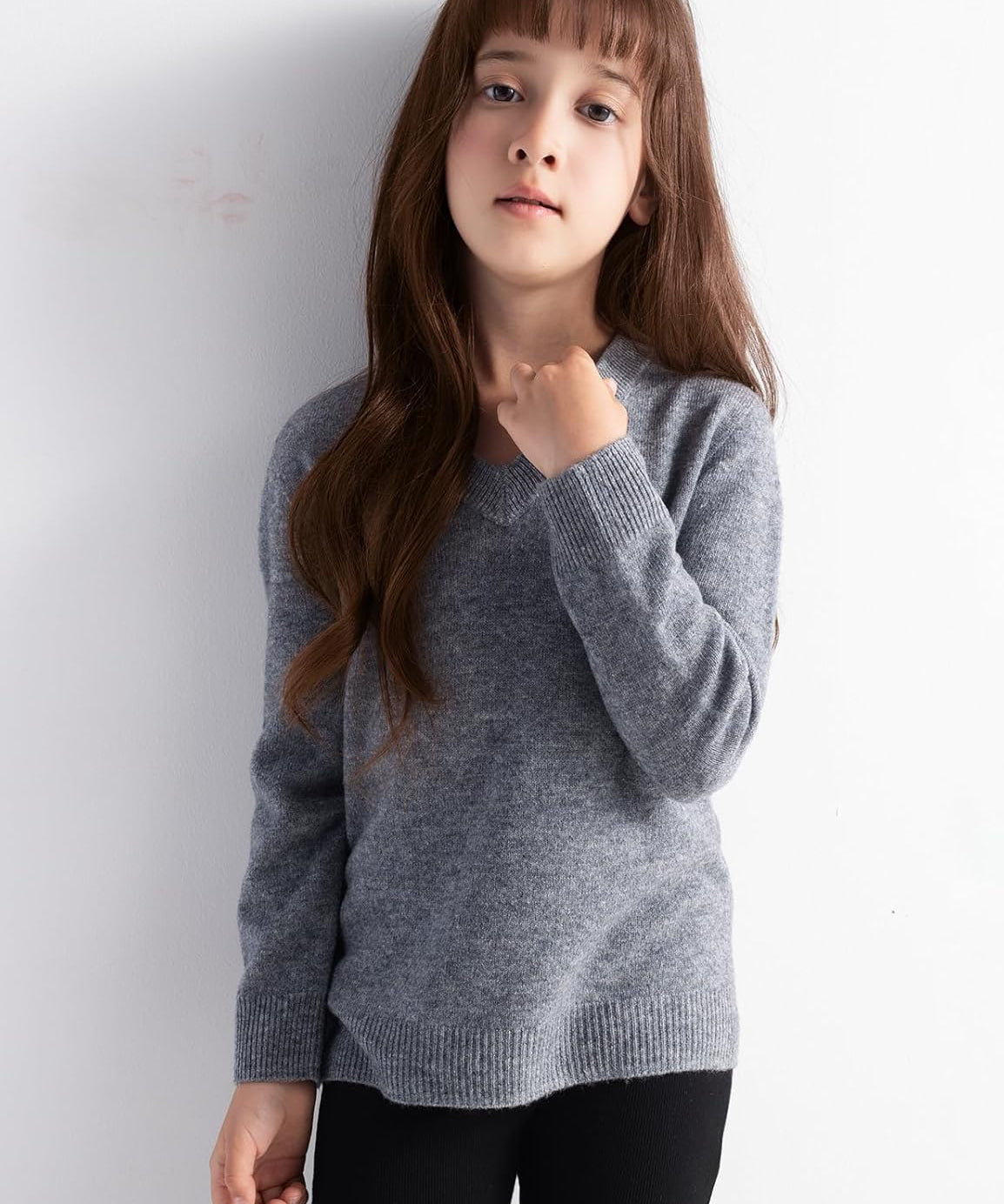 Boys and Girls 100% Merino Wool Seamless V-Neck Sweater