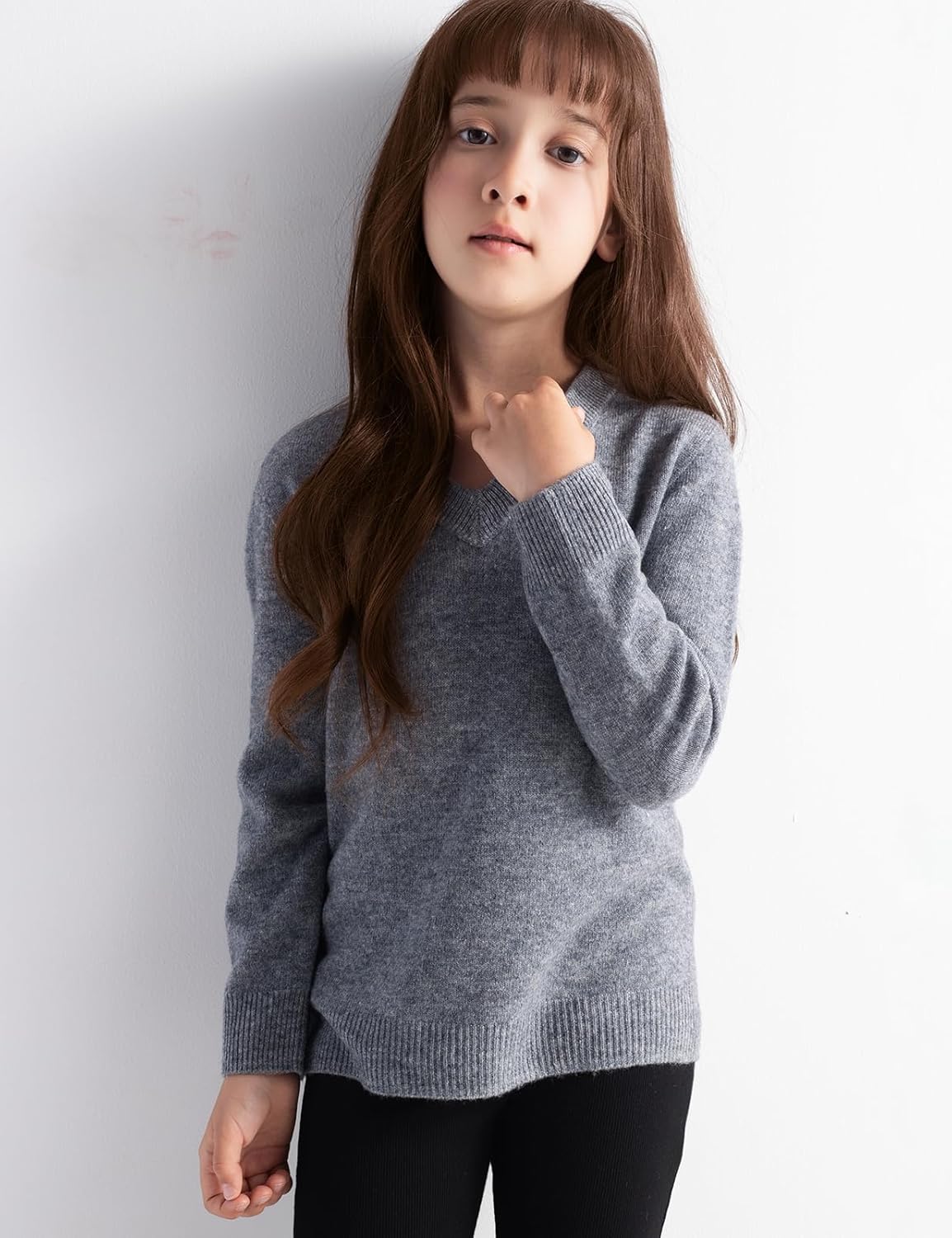 男の子と女の子100％メリノウールのセーター秋の冬のファーストラインクルーネックの長袖のシームレスセーターを着用する準備ができています