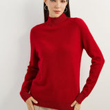 100% Pure Cashmere Women's Sweater Mock Neck Long Sleeve Warm Soft 2025 Fall Winter Knit Pullover