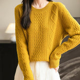 Chanyarn Women's Crew Neck 100% Merino Wool Sweater 2025 Otoño Invierno Cable Cable de manga larga suave suave suéter de manga larga