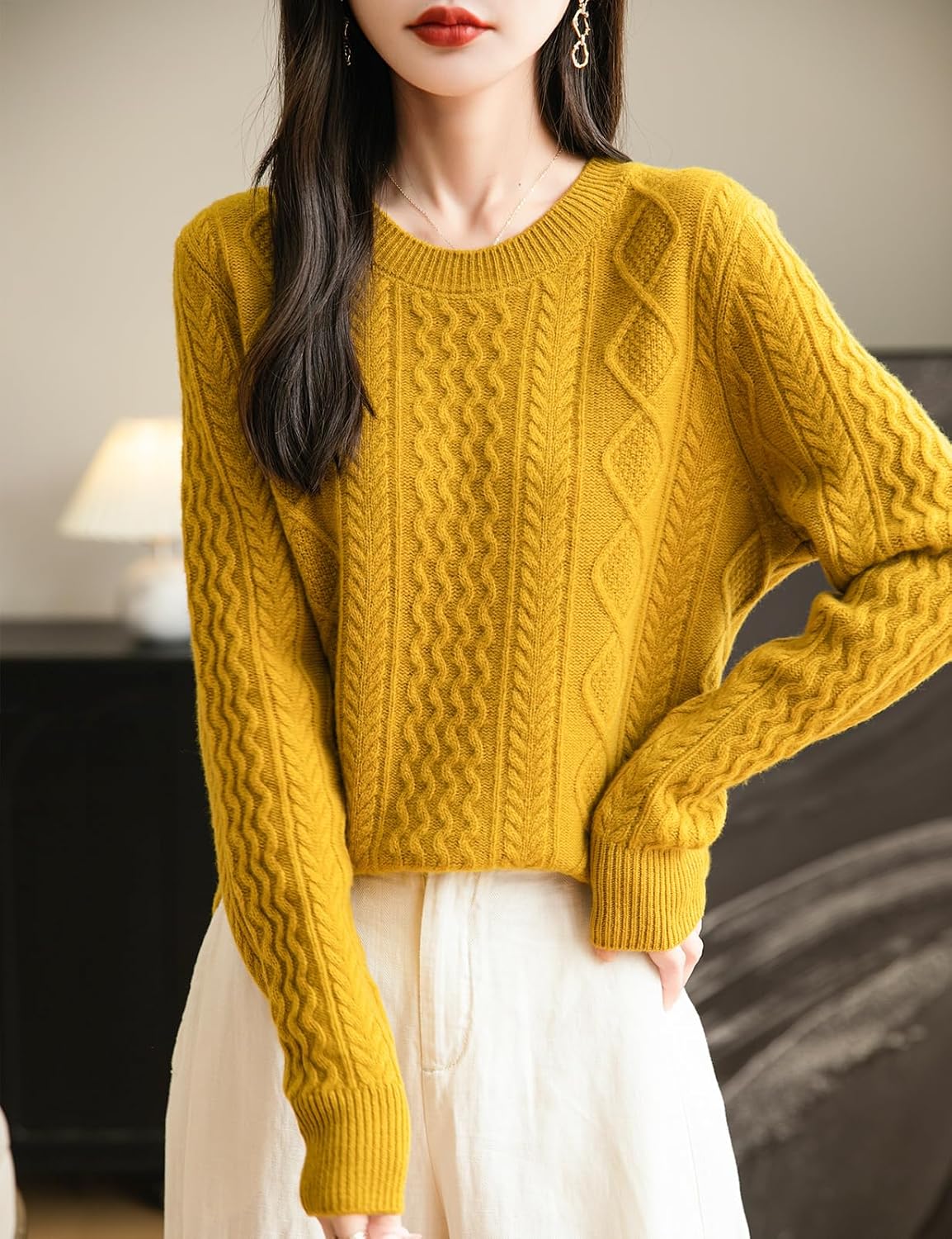 Chanyarn Women's Crew Neck 100% Merino Wool Sweater 2025 Otoño Invierno Cable Cable de manga larga suave suave suéter de manga larga