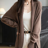 Women's Merino Wool Blend Cardigan Sweater 2025 Fall Winter Casual Open Front Long Sleeve Warm Soft Knit Cardigan