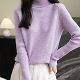 Chanyarn Women's Turtleneck 100% Merino Wool Sweater 2025 Fall Winter Classic Warm Soft Raglan Long Sleeve Knit Sweater