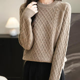 Chanyarn Women's Crew Neck 100% Merino Wool Sweater 2025 Otoño Invierno Clásico Vintage Cable Vintage Cálido de manga larga Sétera de manga larga