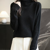 Chanyarn Women's100％メリノウールシームレスセータータートルネックファーストライン長いスリーブニットプルオーバートップを着用する準備ができています