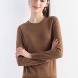 Women's Merino Wool Sweater 2025 Fall Winter Crew Neck Long Sleeve First-Line Ready to Wear Seamless Knit Sweater