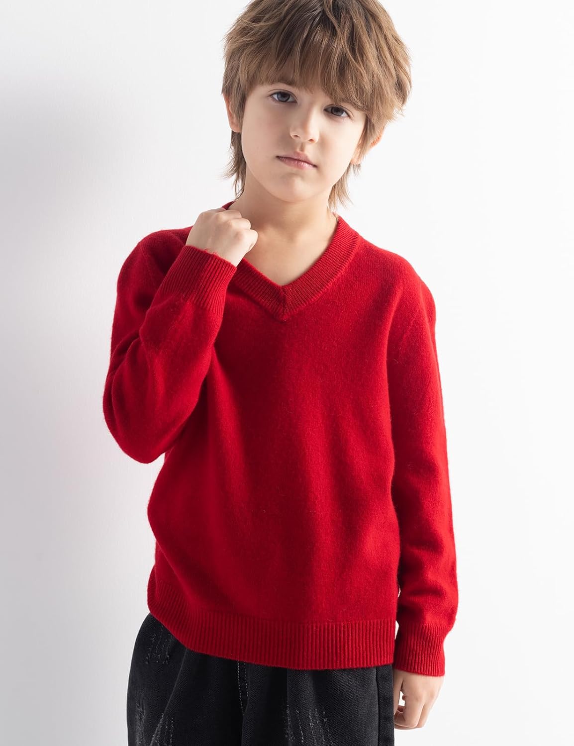 男の子と女の子100％メリノウールのセーター秋の冬のファーストラインクルーネックの長袖のシームレスセーターを着用する準備ができています