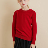 Chanyarn Girls 100% Merino Wool Sweater 2025 Fall Winter Kids Solid Crew Neck Warm Soft Long Sleeve Knit Pullover Jumper